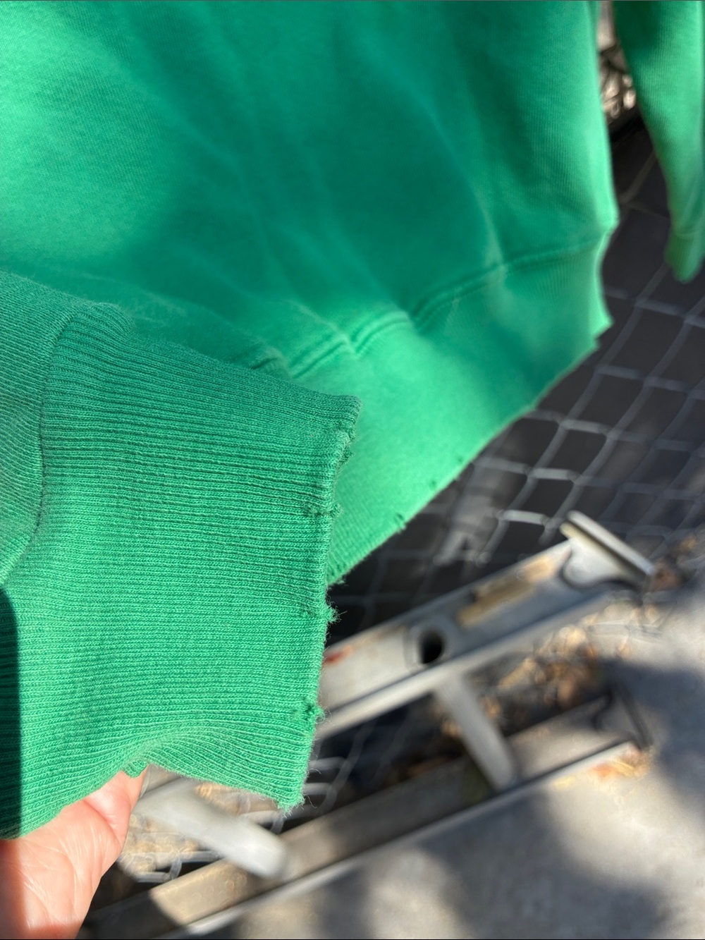 I Stole My Boyfriend’s Shirt Green Distressed Sweatshirt Smiley Face - Picture 9 of 15